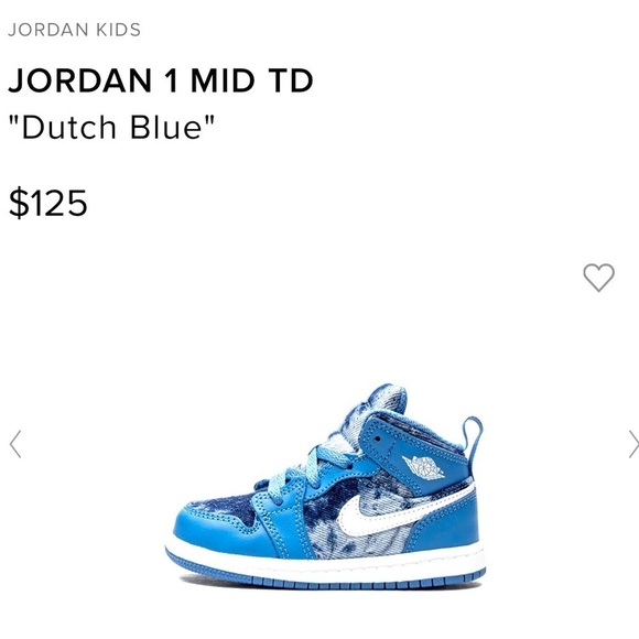 Nike Other - NEW in BOX Jordan 1 MID (TD) Dutch blue and white tennis shoes Nike